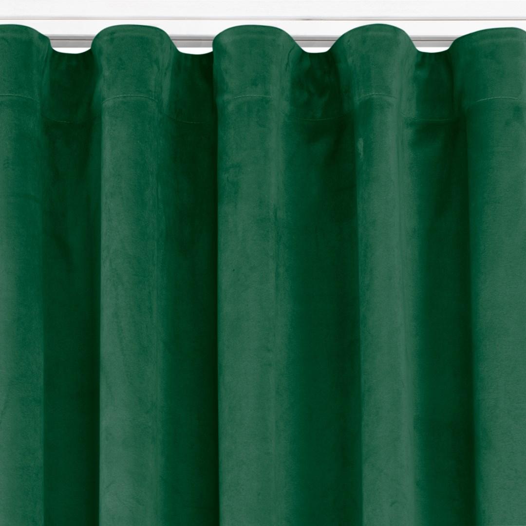 Mørklægningsgardin fløjl 200×175 cm - flaskegrøn, wavebånd 7 cm, HOMEDE VILA