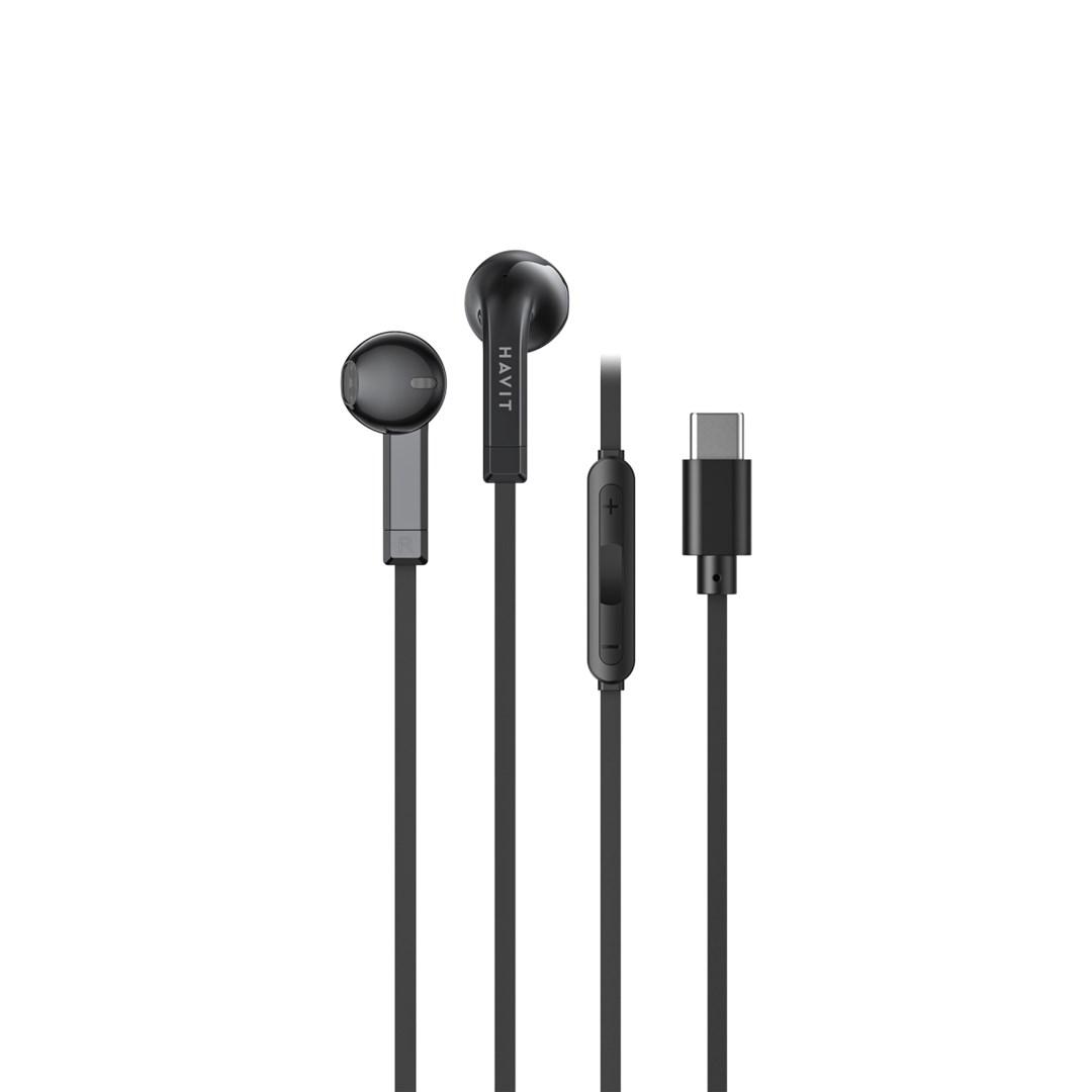 Høretelefoner med kabel Havit E336C – USB-C, sort