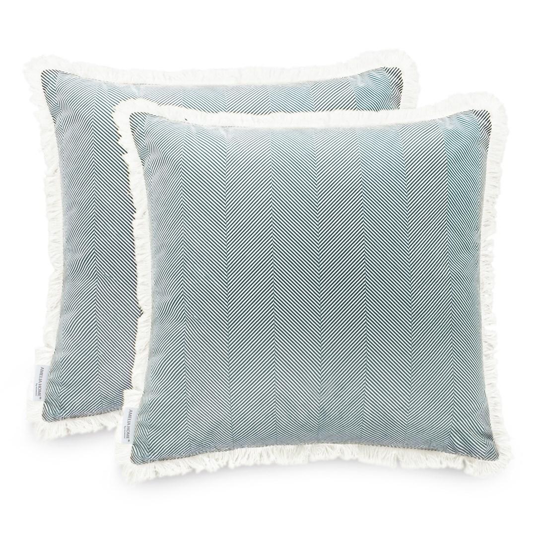 Pudebetræk 45x45 fløjl med frynser - AmeliaHome CLEAR, flaskegrøn, 2 stk.