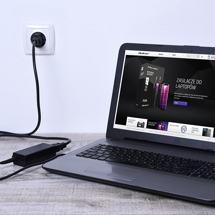 Strømforsyning til laptop - Qoltec 90 W til HP, sort (indendørs) billede