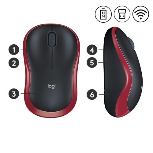 Trådløs mus Logitech M185 – rød
