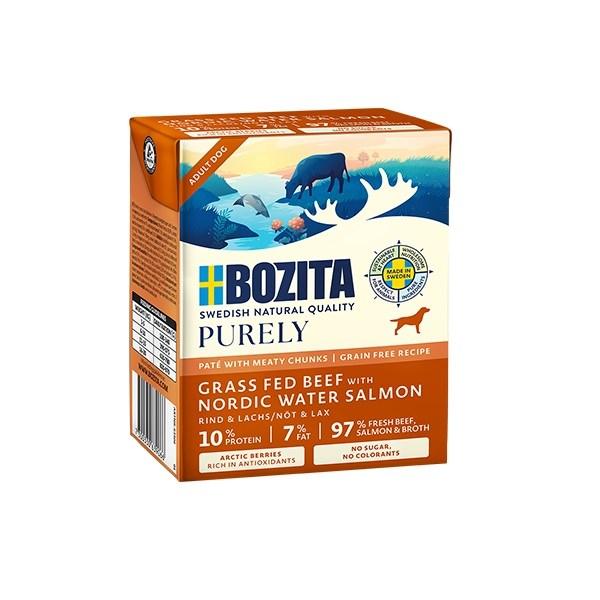 Hundefoder vådfoder BOZITA Purely paté med oksekød og laks 370 g