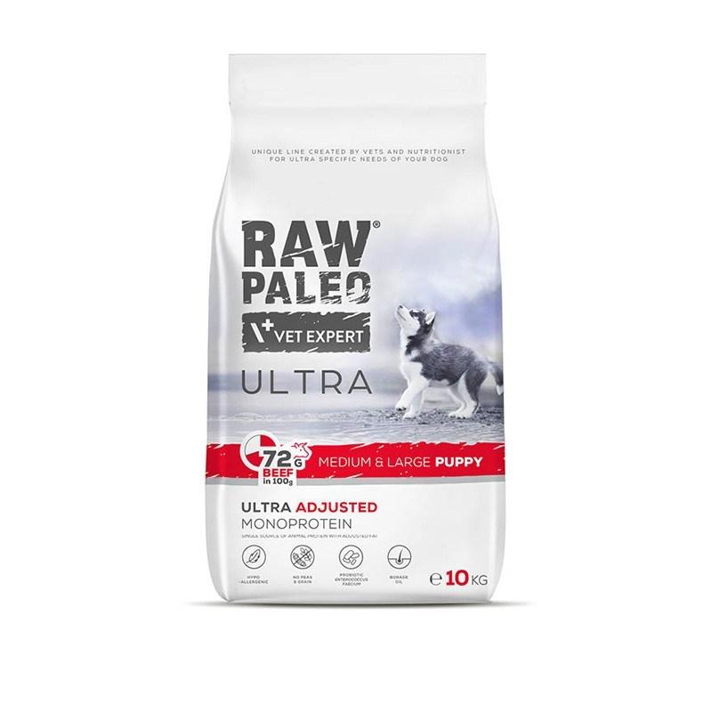 Hundefoder tørfoder VetExpert Raw Paleo Ultra Puppy Medium & Large - Oksekød 10 kg