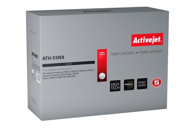 Toner til laserprinter Activejet ATH-55NX – erstatter HP 55X CE255X / Canon CRG-724H, Supreme, 12.500 sider, sort billede
