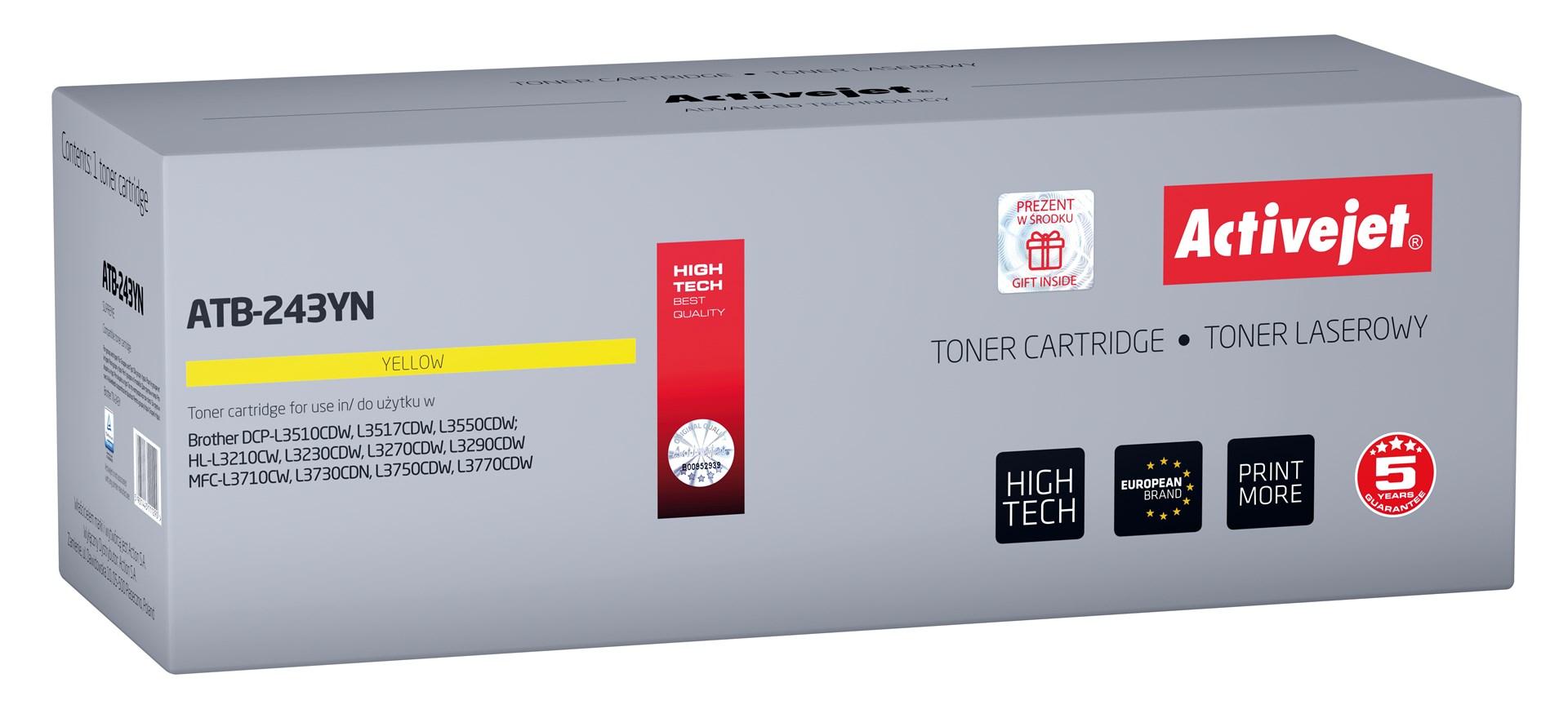 Toner til Brother – Activejet ATB-243YN, gul, kompatibel TN-243Y, 1.000 sider