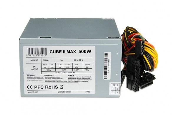 Strømforsyning ATX 500 W – iBox CUBE II, 20+4 pin, sølv billede