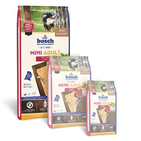 Hundefoder Bosch Mini Adult med lam & ris – 15 kg tørfoder