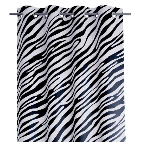 Mørklægningsgardin AmeliaHome Fun - sort/hvid zebra, fløjl, øskner, 140×250 cm