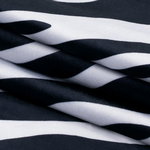 Mørklægningsgardin AmeliaHome Fun - sort/hvid zebra, fløjl, øskner, 140×250 cm