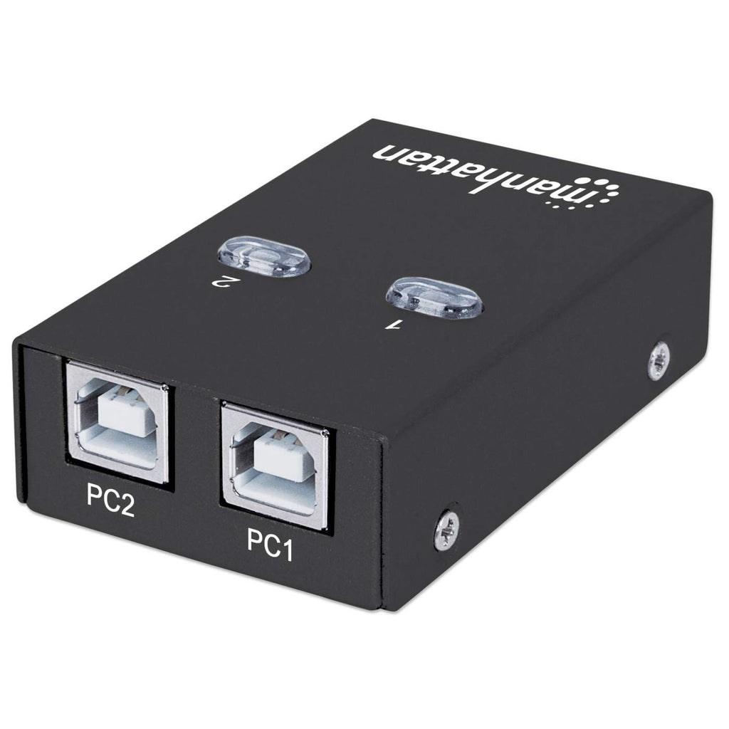 USB-switch 2-ports til deling - Manhattan, USB 2.0, auto/manuel, sort billede