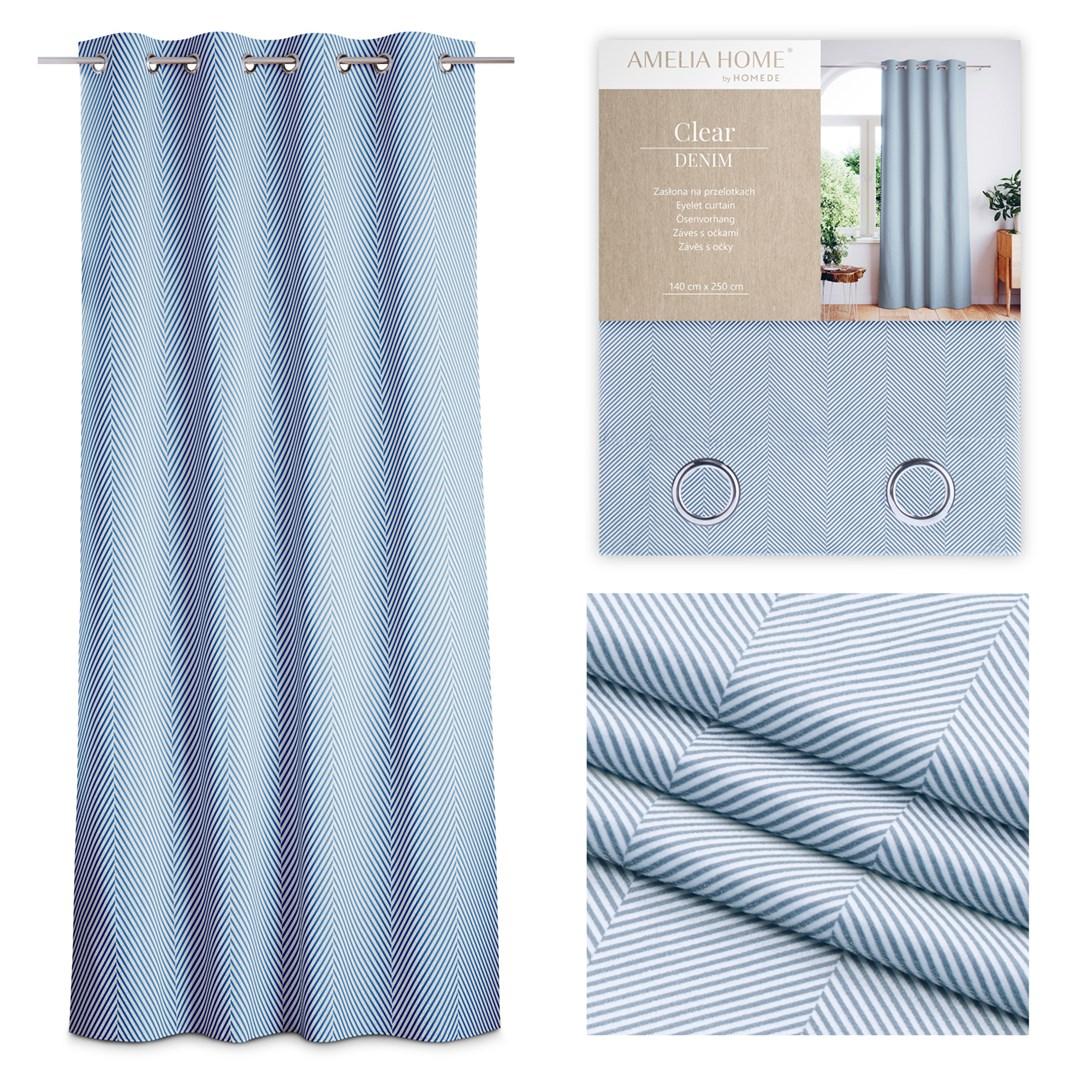 Mørklægningsgardin Amelia Home Clear - marineblå, 140×250 cm, øskner