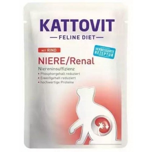 Vådfoder til kat - Kattovit Feline Diet Nyre/Renal med oksekød 85 g
