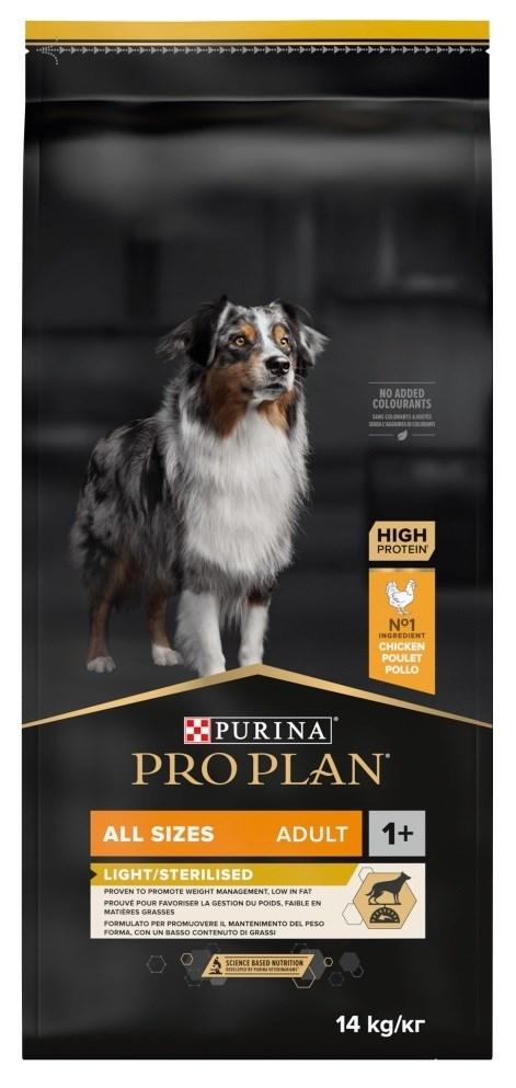 Hundefoder tørfoder Purina Pro Plan Light Sterilised All Sizes Adult 14 kg