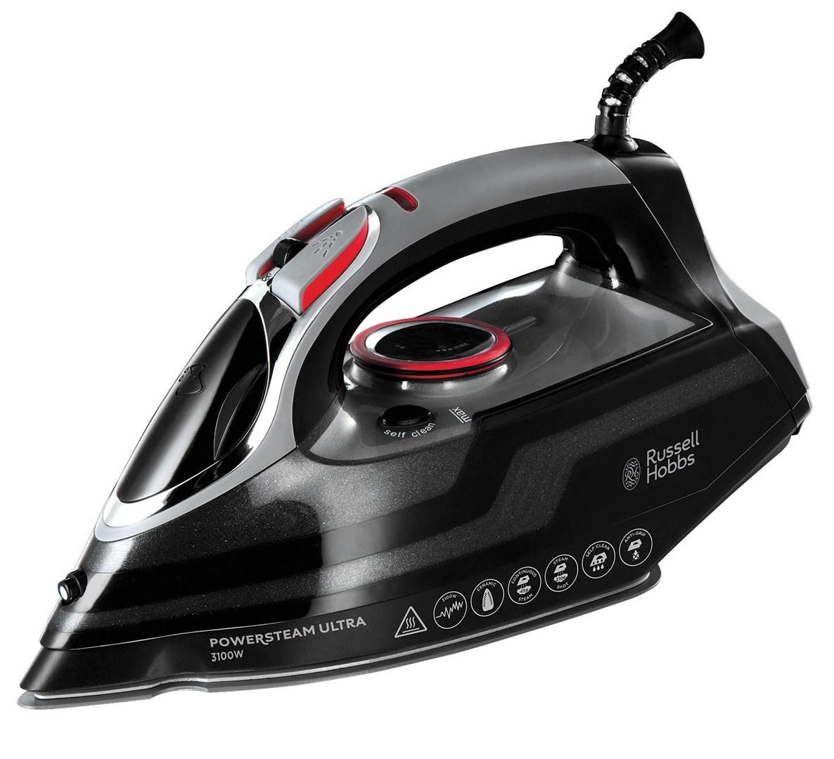 Dampsrygejern Russell Hobbs PowerSteam Ultra 3100 W – keramisk sål, sort/grå