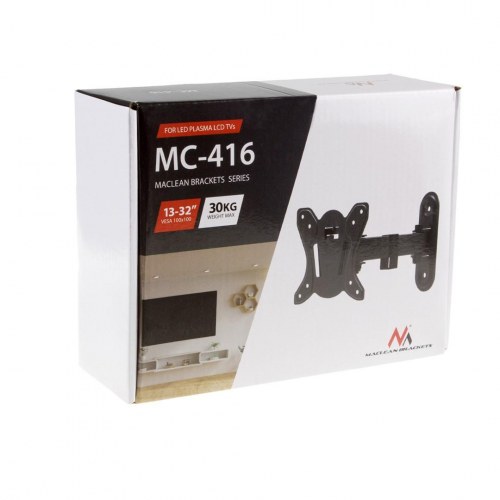 Vægbeslag til skærm Maclean MC-416 13"-32", tilt/rotation, VESA 100x100, 30 kg, sort