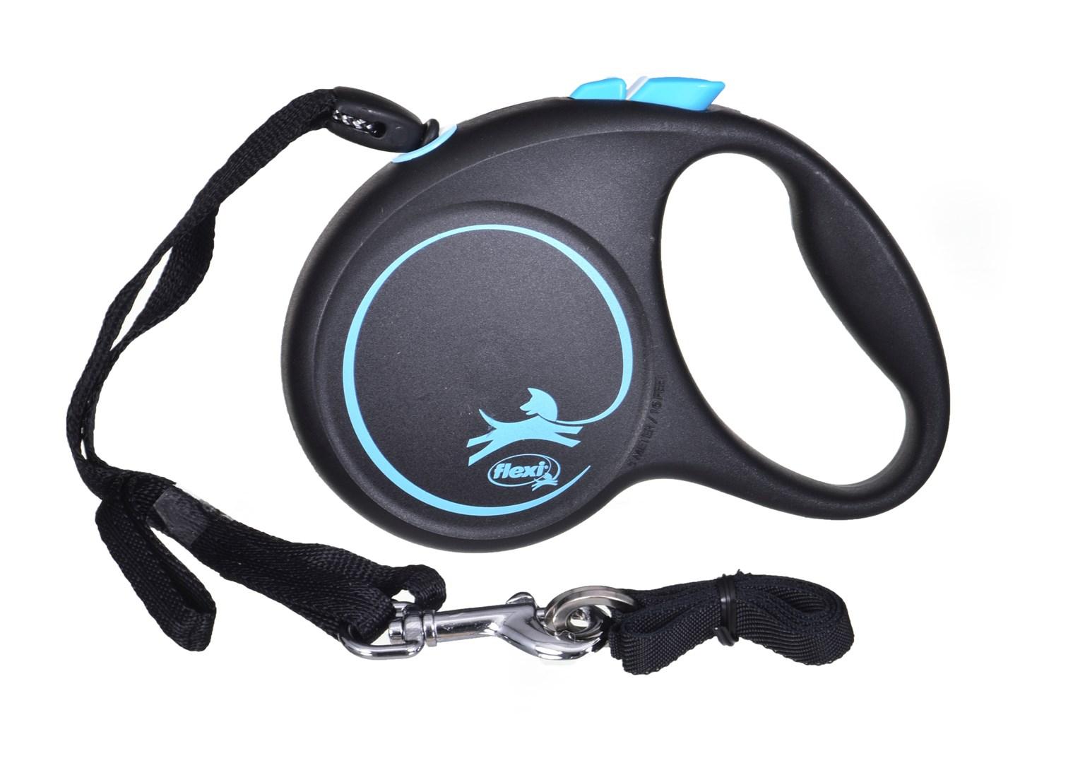 Hundeline med rulle - flexi Black Design S, 5 m (sort) billede