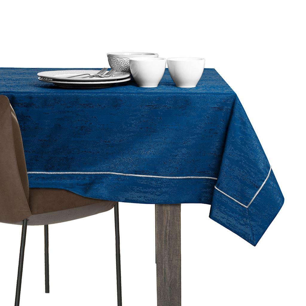 Dug indigo 140×350 cm - AmeliaHome Vesta, præget og blank