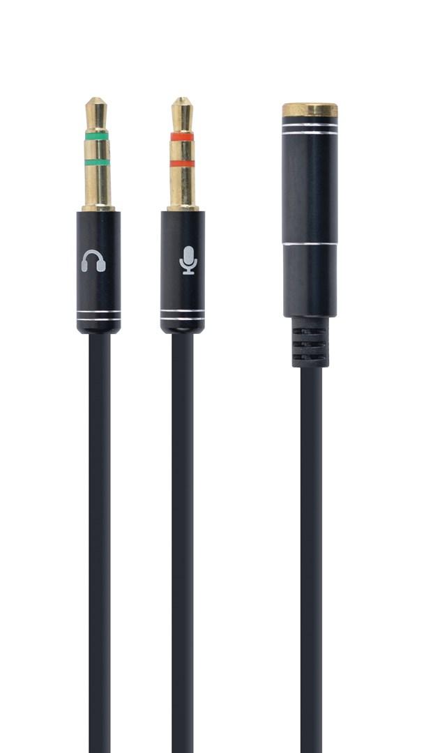 Jack splitterkabel 3,5 mm til 2 x 3,5 mm – Gembird, 0,2 m, sort billede