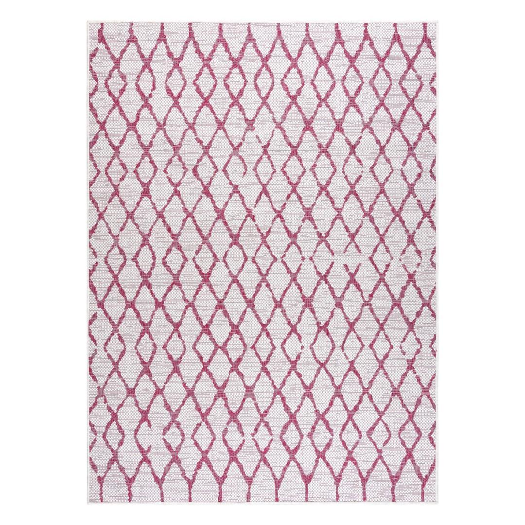 Gulvtæppe - Hakano Vinea Grid, creme/pudderrosa, 80×150 cm
