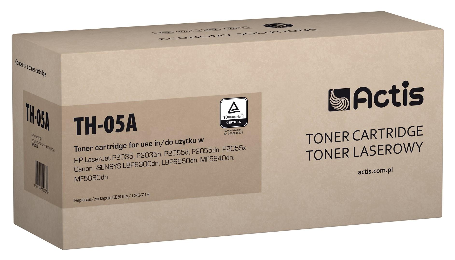 Toner til laserprinter – Actis TH-05A, sort, standard, 2.300 sider (erstatter HP 05A CE505A / Canon CRG-719)