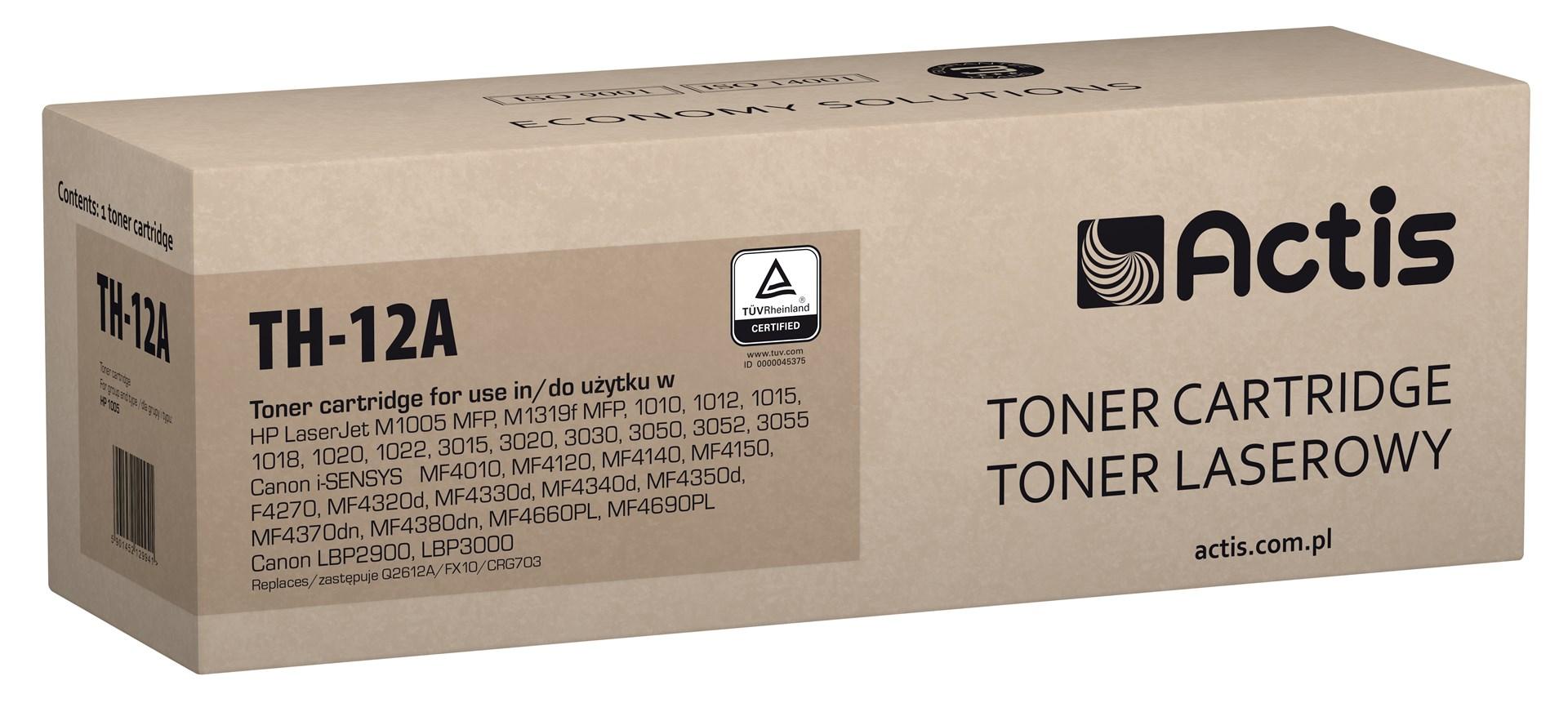 Tonerpatron Actis TH-12A – sort, standard, 2.000 sider (erstatter HP 12A Q2612A, Canon FX-10/CRG-703)