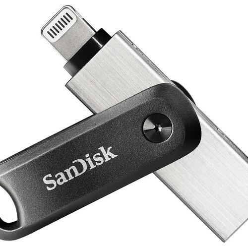 USB flashdrev SanDisk iXpand 64 GB – USB-A/Lightning 3.2 Gen 2, sort/sølv