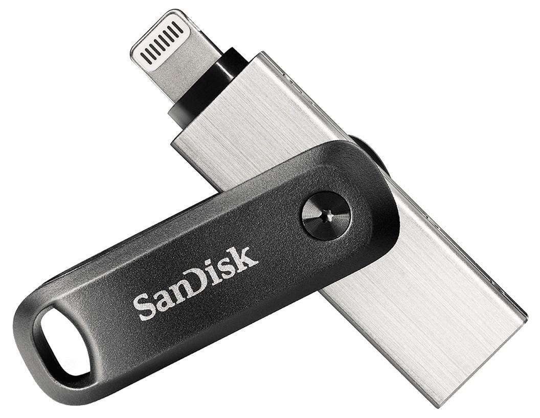 USB flashdrev SanDisk iXpand 64 GB – USB-A/Lightning 3.2 Gen 2, sort/sølv