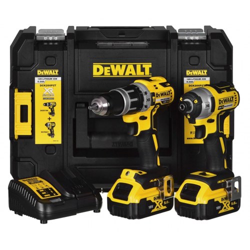 Slagskruemaskine og bore-/skruemaskine 18V DeWALT DCK266P2T - 2x5,0 Ah XR, kulfri