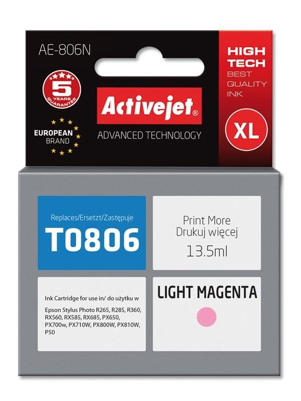 Blækpatron til printer – Activejet AE-806N, XL, lyserød magenta (erstatter Epson T0806), 13,5 ml billede