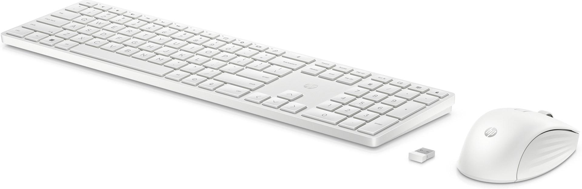 Trådløst tastatur og mus – HP 650, hvid billede