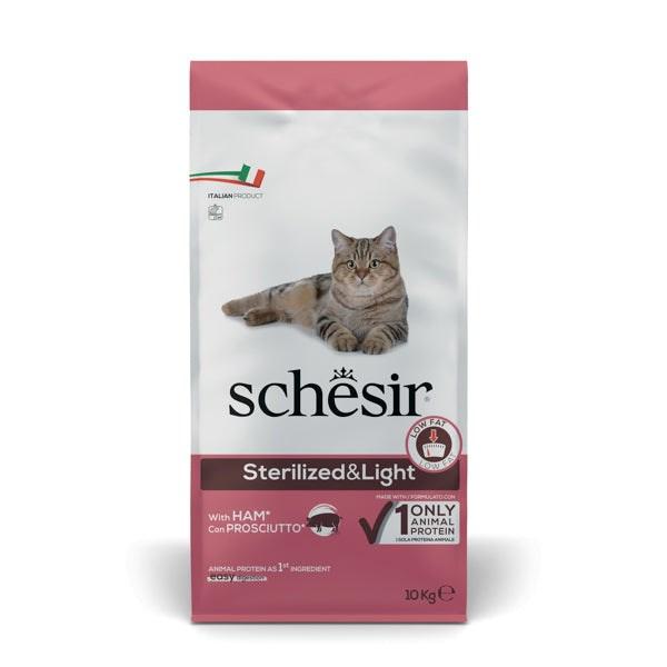 Kattemad tørfoder Schesir Adult Sterilized & Light med skinke 10 kg