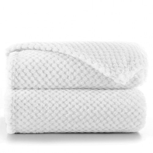 Plaid DecoKing HENRY - hvid, jacquardpræget, 70 × 150 cm