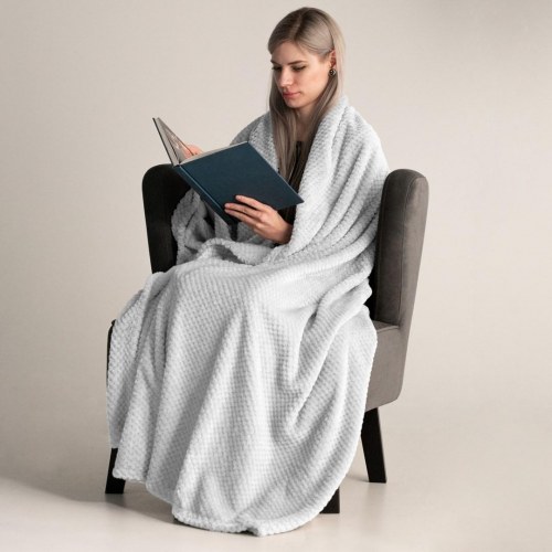 Plaid DecoKing HENRY - hvid, jacquardpræget, 70 × 150 cm