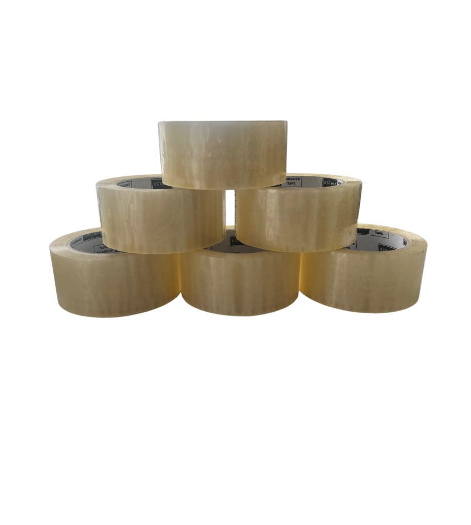 Pakketape transparent 48 mm x 66 m - BESTPAK, 6 ruller, stille afrulning, akryl billede