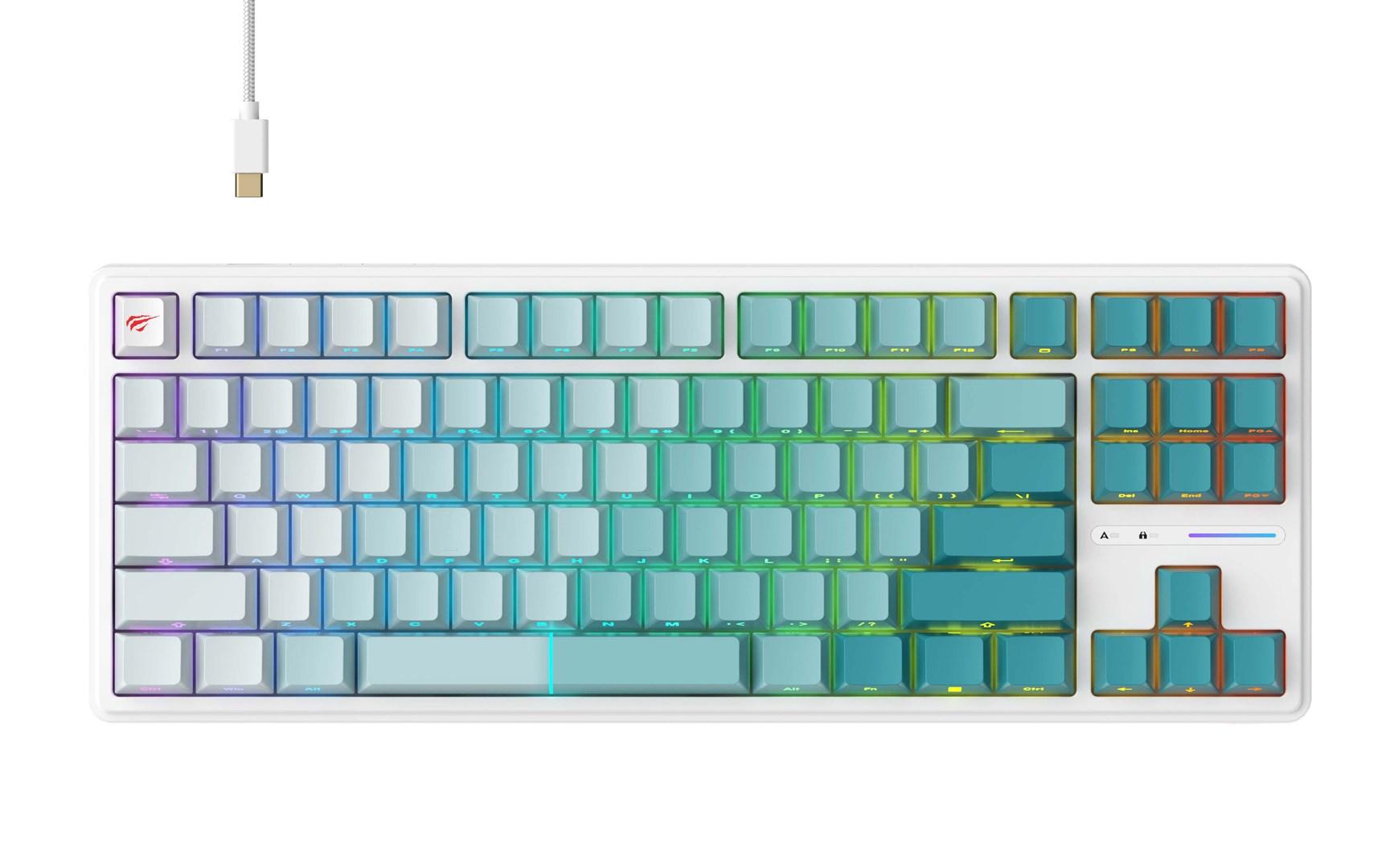 Gaming tastatur Havit KB901L - hvid/grøn, RGB, kablet
