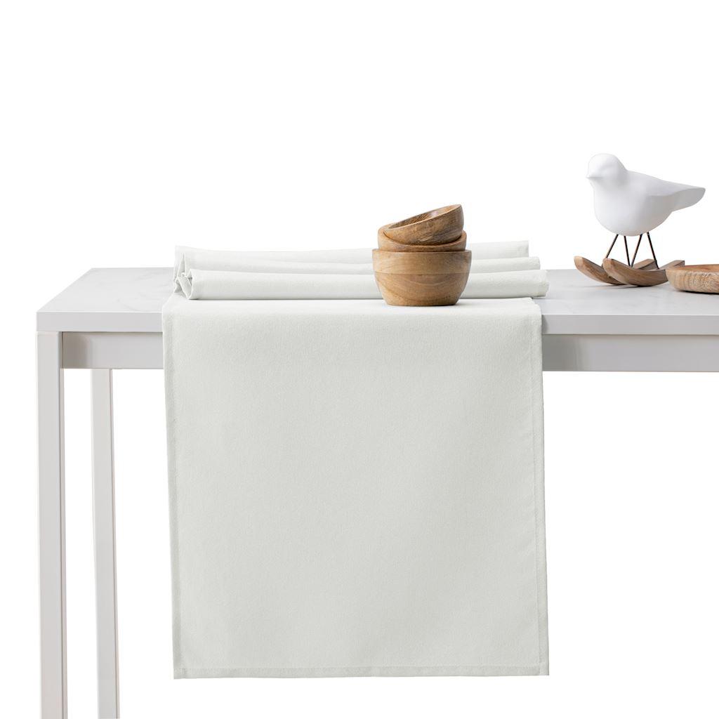 Dug AmeliaHome Empire - cremefarvet, glat, 115Ã250 + bordlÃ¸ber 30Ã250