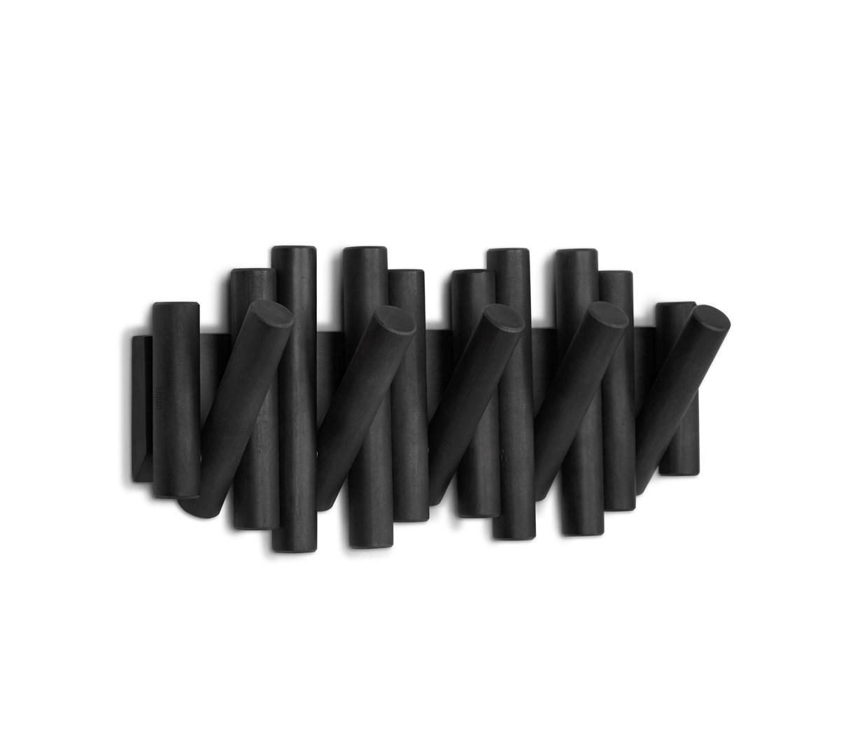 Vægknage Umbra Picket - sort, fyrretræ, 38 × 17 cm