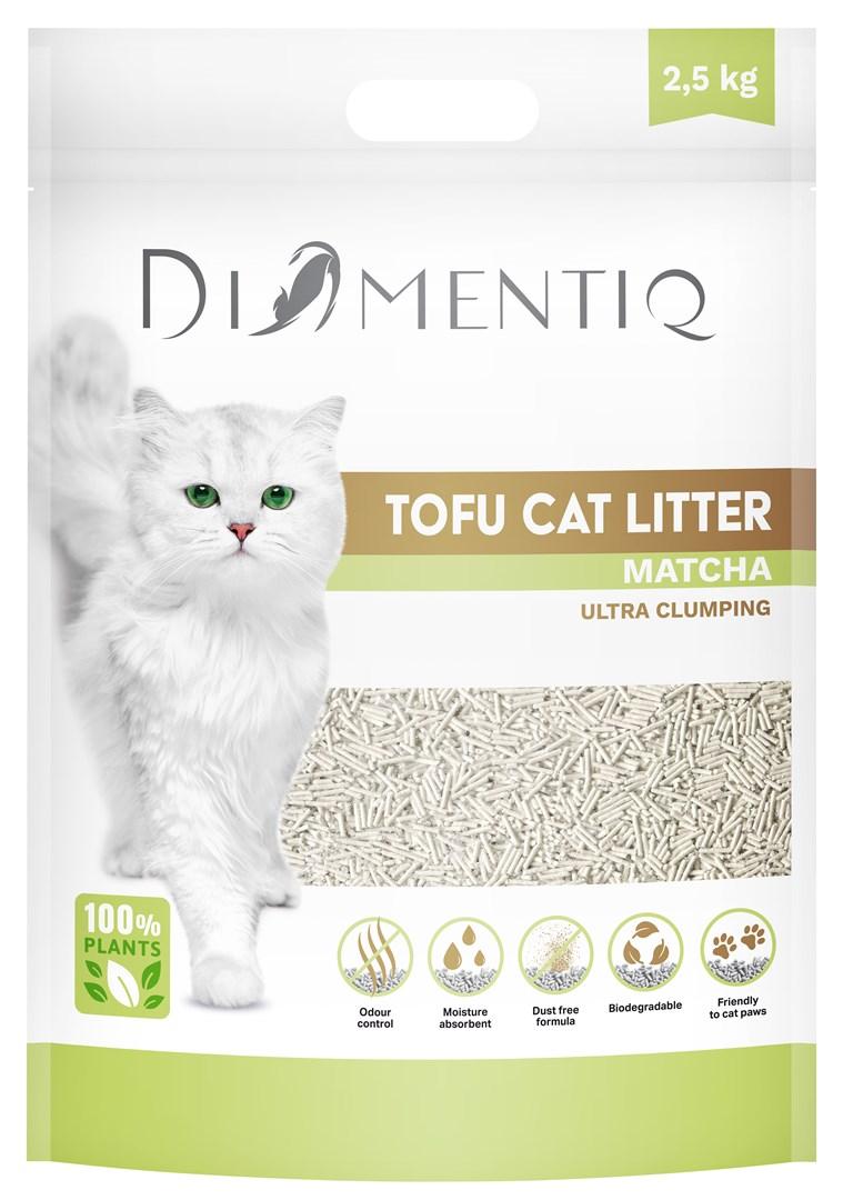 Kattegrus klumpende plantebaseret DIAMENTIQ Tofu Matcha – 2,5 kg