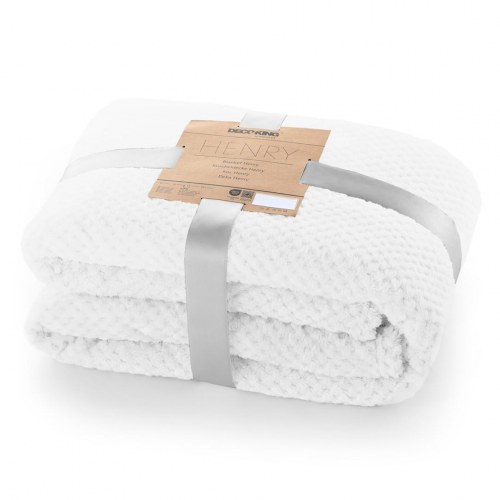 Plaid tæppe DecoKing Henry – hvid, jacquard, 170×210 cm