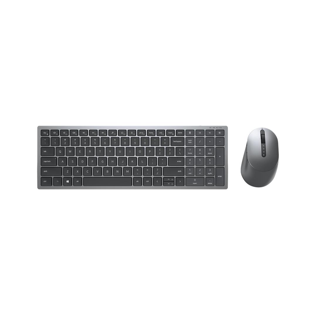 Trådløst tastatur og mus - DELL KM7120W, RF + Bluetooth, QWERTY US International, grå/titanium billede