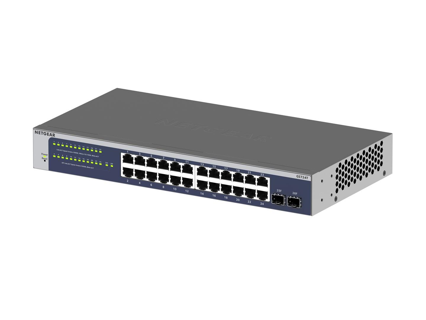 Gigabit switch NETGEAR GS724Tv6 managed, 24 porte + 2 SFP