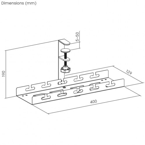 Kabelbakke til skrivebord – Maclean under-bord kabelorganizer, hvid, 5 kg (MC-105 W)
