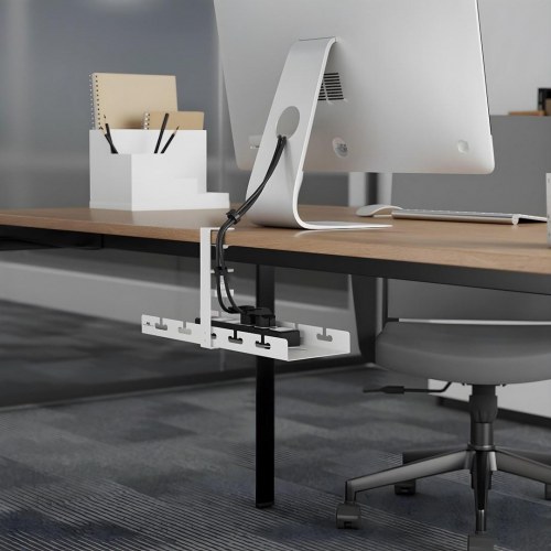 Kabelbakke til skrivebord – Maclean under-bord kabelorganizer, hvid, 5 kg (MC-105 W)