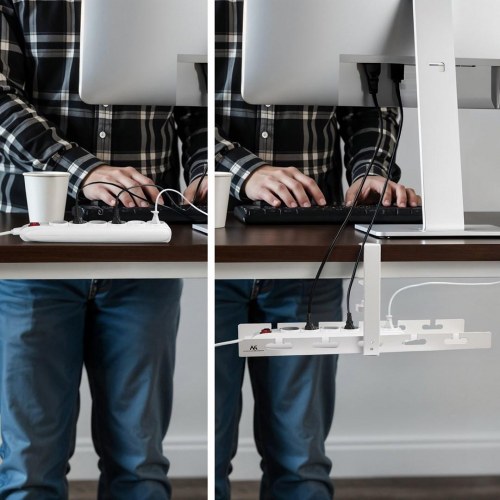 Kabelbakke til skrivebord – Maclean under-bord kabelorganizer, hvid, 5 kg (MC-105 W)