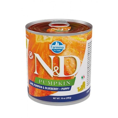 Hundefoder vådfoder Farmina N&D Puppy – lam, græskar & blåbær 285 g