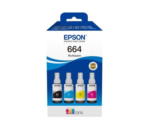 Blækflasker til printer – Epson 664 Multipack, sort/cyan/magenta/gul (original) billede
