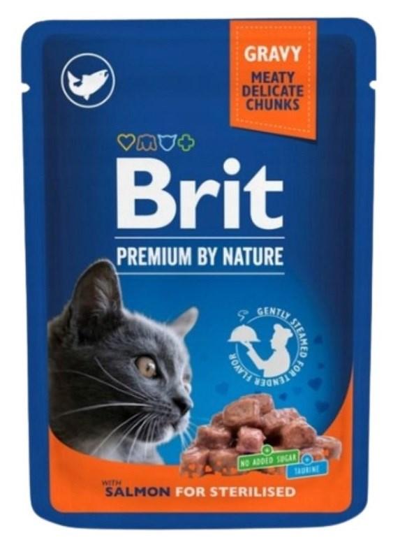 Vådfoder til kat – Brit Premium by Nature, Laks, Steriliseret, 100 g