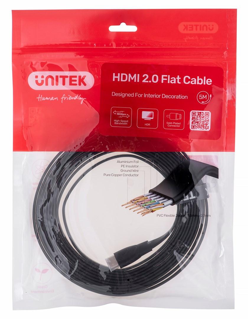 HDMI-kabel 4K 60 Hz fladt 5 m – UNITEK