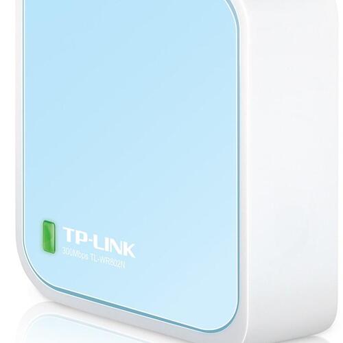 Trådløs router TP-Link TL-WR802N 300 Mbit/s 2,4 GHz – blå/hvid