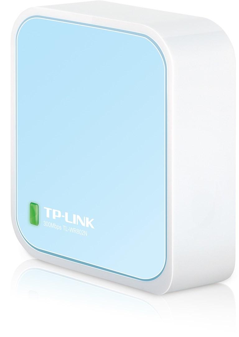 Trådløs router TP-Link TL-WR802N 300 Mbit/s 2,4 GHz – blå/hvid